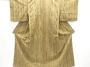 大正ロマン　縞に幾何学模様織り出し手織り紬着物